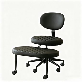 KWPZQEB Ergonomic Multi-Position Cross Legged Office Chair with Backrest & Rolling Base