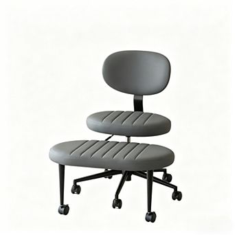 KWPZQEB Ergonomic Multi-Position Cross Legged Office Chair with Backrest & Rolling Base