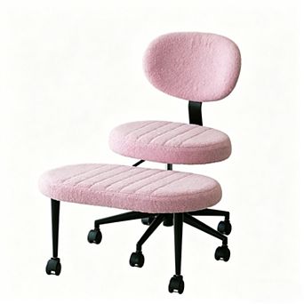 KWPZQEB Ergonomic Multi-Position Cross Legged Office Chair with Backrest & Rolling Base