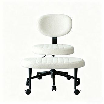 KWPZQEB Ergonomic Multi-Position Cross Legged Office Chair with Backrest & Rolling Base