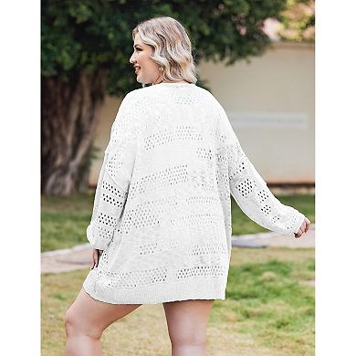 Zeagoo Plus Size Lightweight Summer Cardigan for Women Spring Netted Crochet Knit Cardigans Sweaters