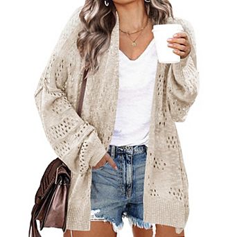 Zeagoo Plus Size Lightweight Summer Cardigan for Women Spring Netted Crochet Knit Cardigans Sweaters