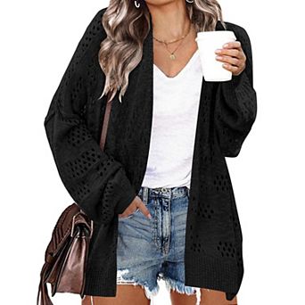 Zeagoo Plus Size Lightweight Summer Cardigan for Women Spring Netted Crochet Knit Cardigans Sweaters