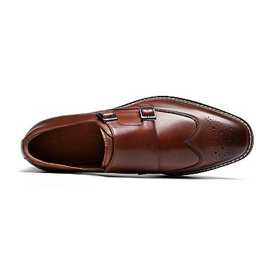 Men's Leather Double Monk Strap Dress Loafers