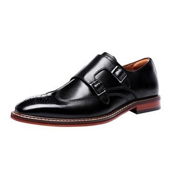 Men's Leather Double Monk Strap Dress Loafers