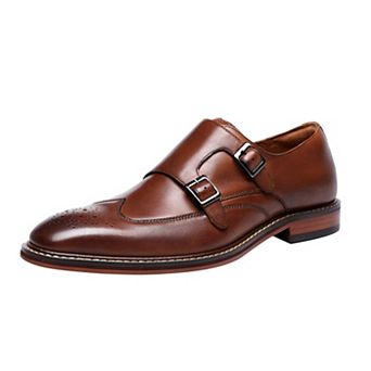 Men's Leather Double Monk Strap Dress Loafers