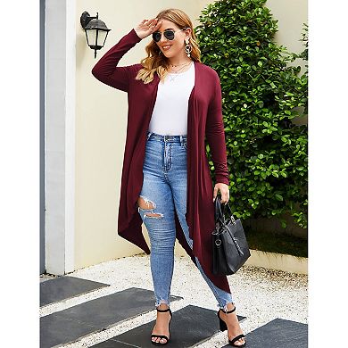 Zeagoo Women' Plus Size Cardigan Long Sleeve Open Front Drape Cardigans Lightweight Long Duster