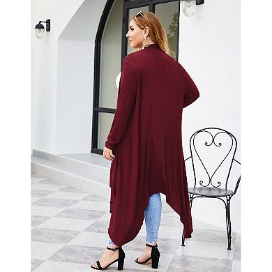 Zeagoo Women' Plus Size Cardigan Long Sleeve Open Front Drape Cardigans Lightweight Long Duster