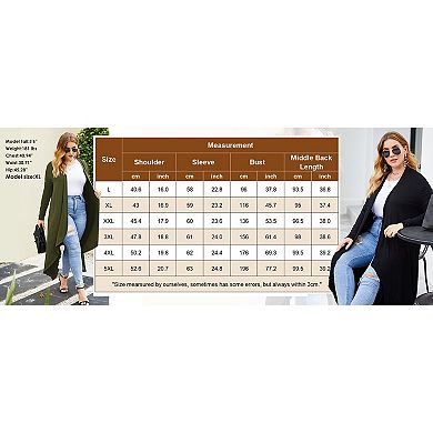 Zeagoo Women' Plus Size Cardigan Long Sleeve Open Front Drape Cardigans Lightweight Long Duster