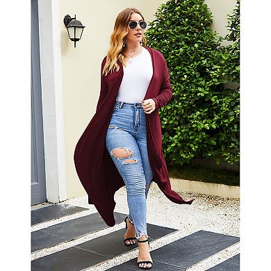 Zeagoo Women' Plus Size Cardigan Long Sleeve Open Front Drape Cardigans Lightweight Long Duster