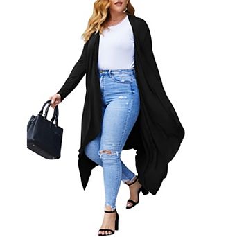 Zeagoo Women' Plus Size Cardigan Long Sleeve Open Front Drape Cardigans Lightweight Long Duster