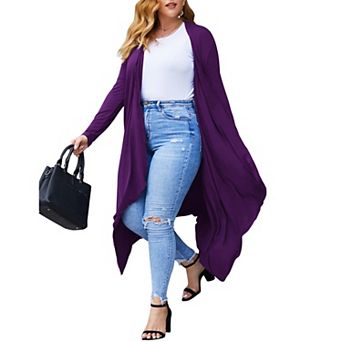 Zeagoo Women' Plus Size Cardigan Long Sleeve Open Front Drape Cardigans Lightweight Long Duster