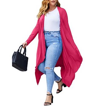 Zeagoo Women' Plus Size Cardigan Long Sleeve Open Front Drape Cardigans Lightweight Long Duster