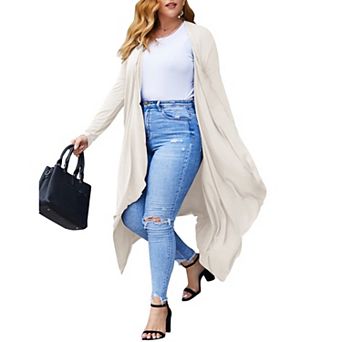 Zeagoo Women' Plus Size Cardigan Long Sleeve Open Front Drape Cardigans Lightweight Long Duster