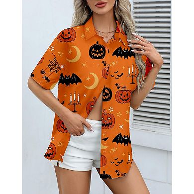 Zeagoo Hawaiian Shirt Women Floral Print Button Down Blouse Oversize Casual Beach Top