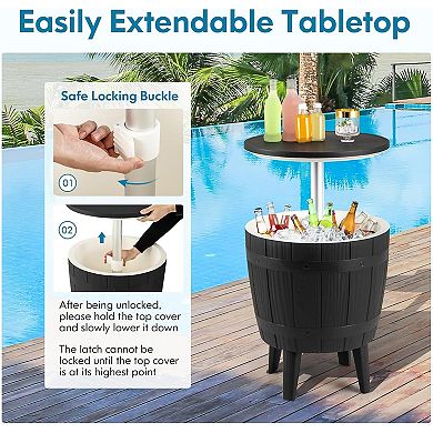 EFU 10 Gallon 3-in-1 Ice Cooler Table, Metal Legs Resin Pop-Up with Drain for Patio