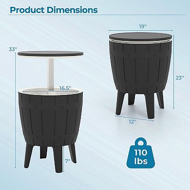 EFU 10 Gallon 3-in-1 Ice Cooler Table, Metal Legs Resin Pop-Up with Drain for Patio