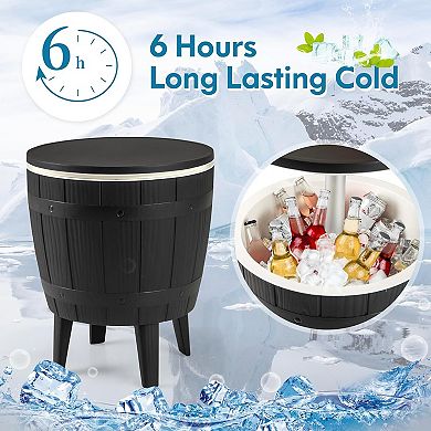 EFU 10 Gallon 3-in-1 Ice Cooler Table, Metal Legs Resin Pop-Up with Drain for Patio