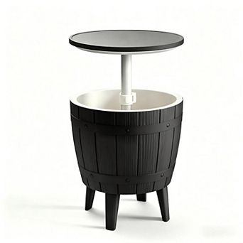 EFU 10 Gallon 3-in-1 Ice Cooler Table, Metal Legs Resin Pop-Up with Drain for Patio