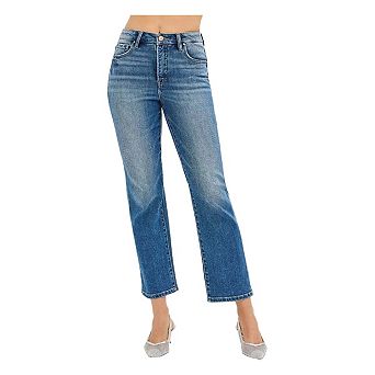 RISEN Tummy Control High Rise Crop Straight Jeans