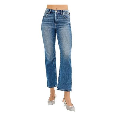 RISEN Tummy Control High Rise Crop Straight Jeans