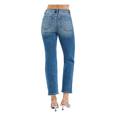 RISEN Tummy Control High Rise Crop Straight Jeans