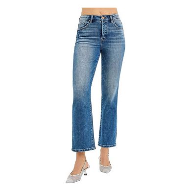 RISEN Tummy Control High Rise Crop Straight Jeans