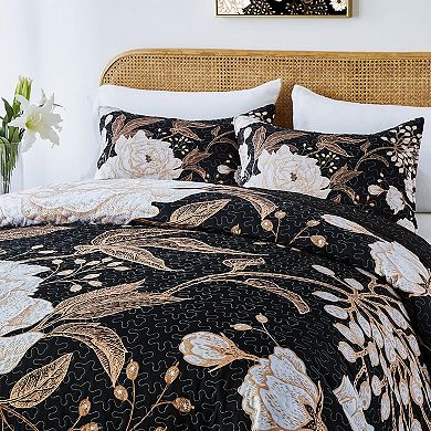 Floral Lightweight Summer Bedspread Three-Piece Set