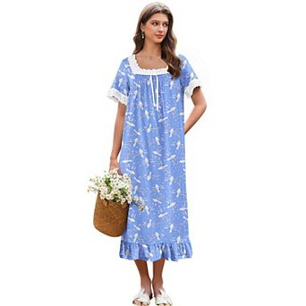 Ekouaer Nightgowns Vintage Victorian Nightgown Lace Night Gown Long Nightdress Soft Nightshirt