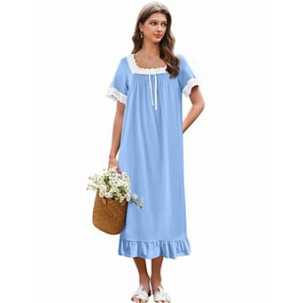 Ekouaer Nightgowns Vintage Victorian Nightgown Lace Night Gown Long Nightdress Soft Nightshirt