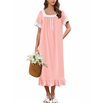 Ekouaer Nightgowns Vintage Victorian Nightgown Lace Night Gown Long Nightdress Soft Nightshirt