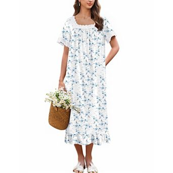 Ekouaer Nightgowns Vintage Victorian Nightgown Lace Night Gown Long Nightdress Soft Nightshirt