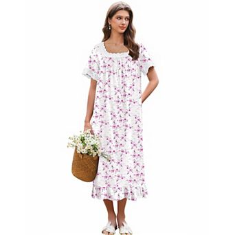 Ekouaer Nightgowns Vintage Victorian Nightgown Lace Night Gown Long Nightdress Soft Nightshirt