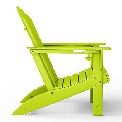 Outdoor Patio HDPE Adirondack Chair With Cup Holder and Table Set