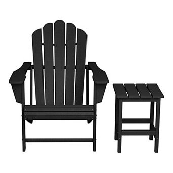 Outdoor Patio HDPE Adirondack Chair With Cup Holder and Table Set