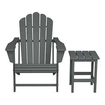 Outdoor Patio HDPE Adirondack Chair With Cup Holder and Table Set