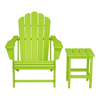 Outdoor Patio HDPE Adirondack Chair With Cup Holder and Table Set