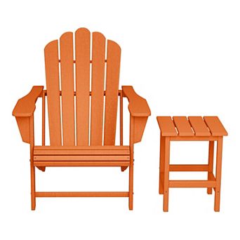 Outdoor Patio HDPE Adirondack Chair With Cup Holder and Table Set