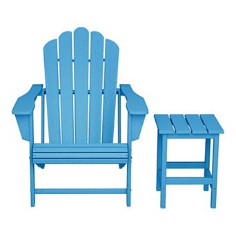 Outdoor Patio HDPE Adirondack Chair With Cup Holder and Table Set