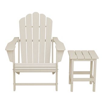 Outdoor Patio HDPE Adirondack Chair With Cup Holder and Table Set