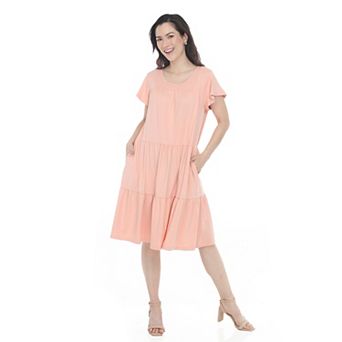 Women’s Flutter Sleeve Ruffle Tiered Dress