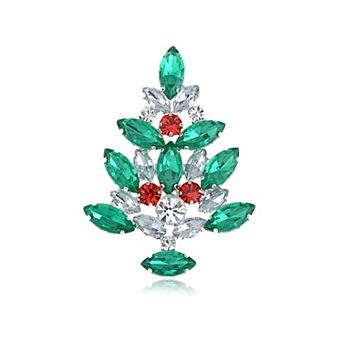 Merry Christmas Rhinestone Gem Hanging Lights Holiday Ornament Tree Pin Brooch