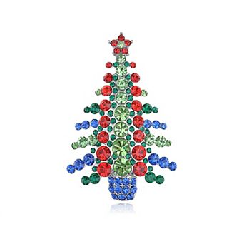 Merry Christmas Rhinestone Gem Hanging Lights Holiday Ornament Tree Pin Brooch