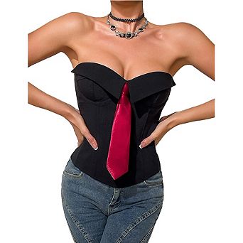 Women's Bustier Corset Top Sleeveless Boned Sweetheart Neck Bodyshaper Crop Corset