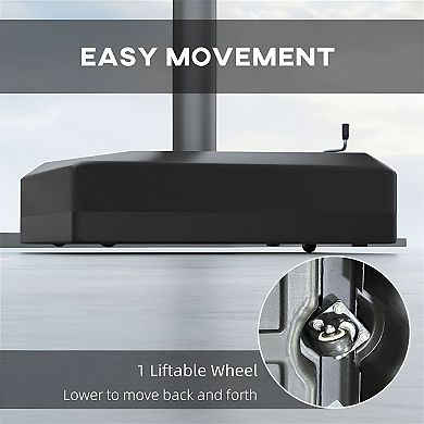 Outdoor Umbrella Base with Crank Handle Wheels and Adjustable Leveling Feet
