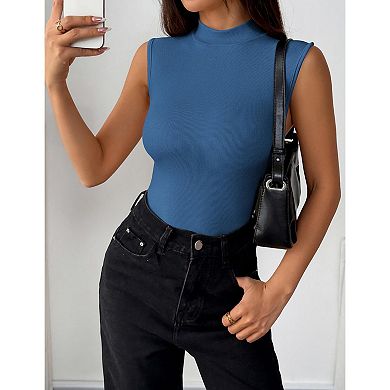Zeagoo Women's Sleeveless Mock Turtleneck Tank Tops Slim Fit Ribbed Basic Layering Shirts