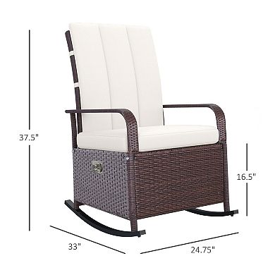 Patio Rocking Recliner Chair with Adjustable Footrest and Cushions