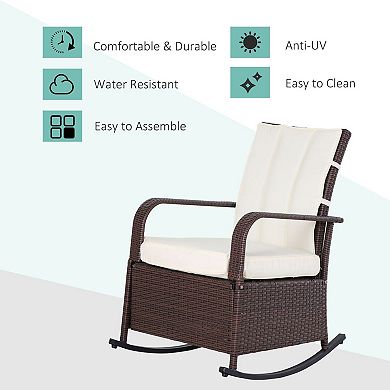 Patio Rocking Recliner Chair with Adjustable Footrest and Cushions