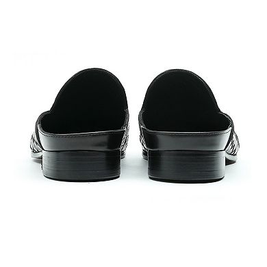 Men's Leather Woven Mules Slip On Dress Comfortable Slipper Shoes