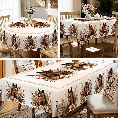 Round Tablecloth - Animals Table Covers, Rectangle Table Cloths for Dining Room, Party, Home Decor